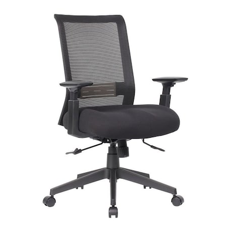 Boss Office Products Deluxe Mesh Back Ergonomic Task Chair with Adjustable Arms B6568-BK